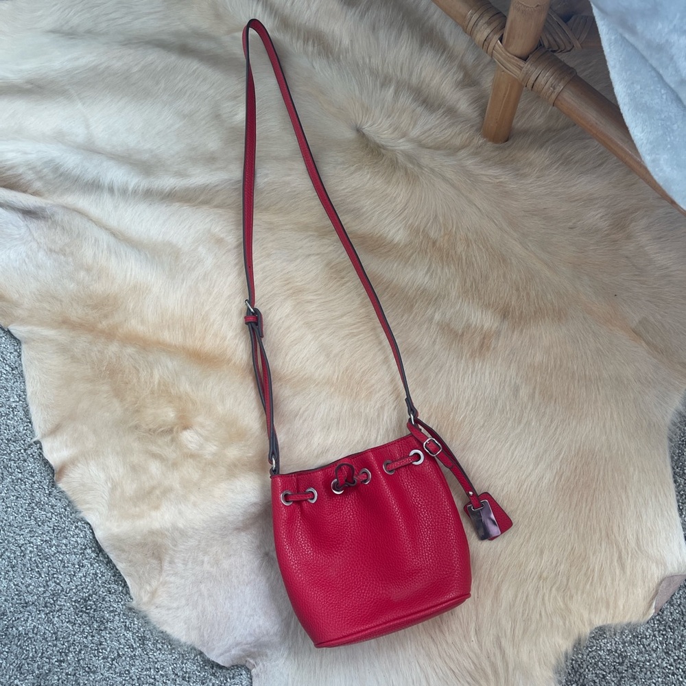 Charming Charlie Red Shoulder Bag with Drawstring Closure